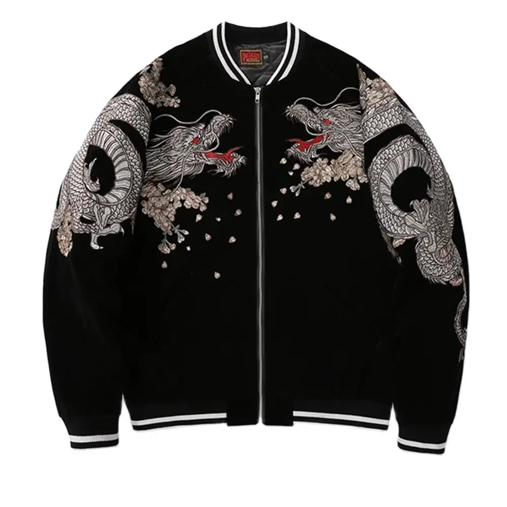 Men Dragon Embroidered Jacket